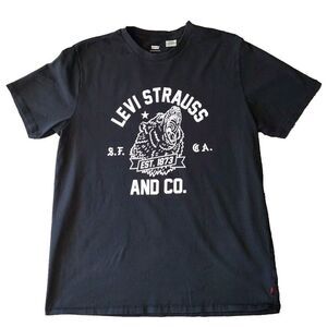 Levis T‎ Shirt Man XL Black Junior Bear White Logo Graphic School Vacation Skate